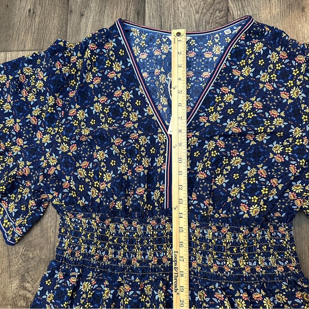 Max Studio Maxi Floral Beach Cottage Boho Dress Blue Multicolor Sz 3X $188 - Picture 7 of 10